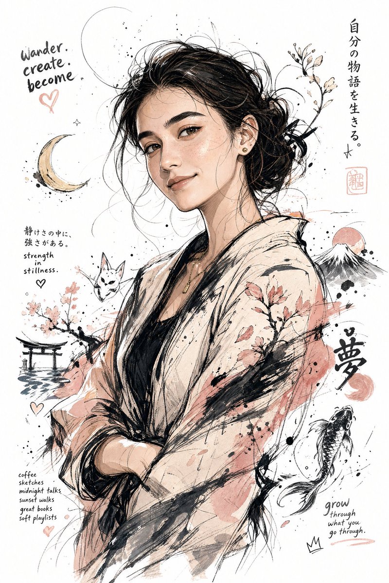 Japanese Ink Splatter Comic Illustration — example output