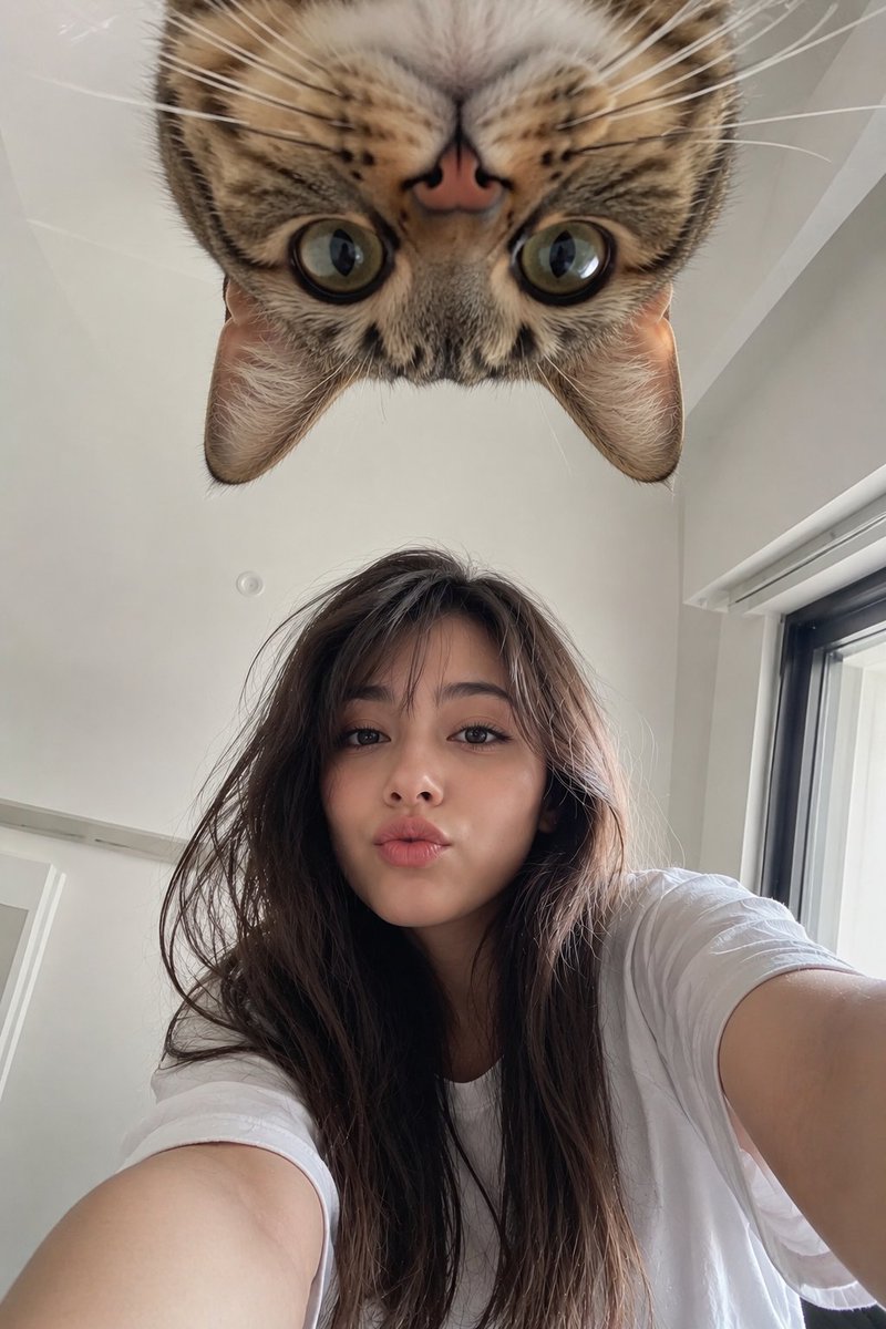 Identity Reference Selfie with Cat โ example output