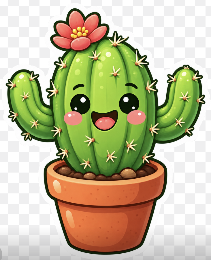 Kawaii Cactus Sticker — example output