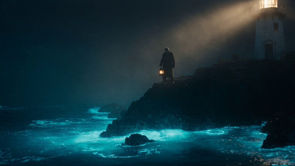 Bioluminescent Lighthouse Keeper at Night — example output