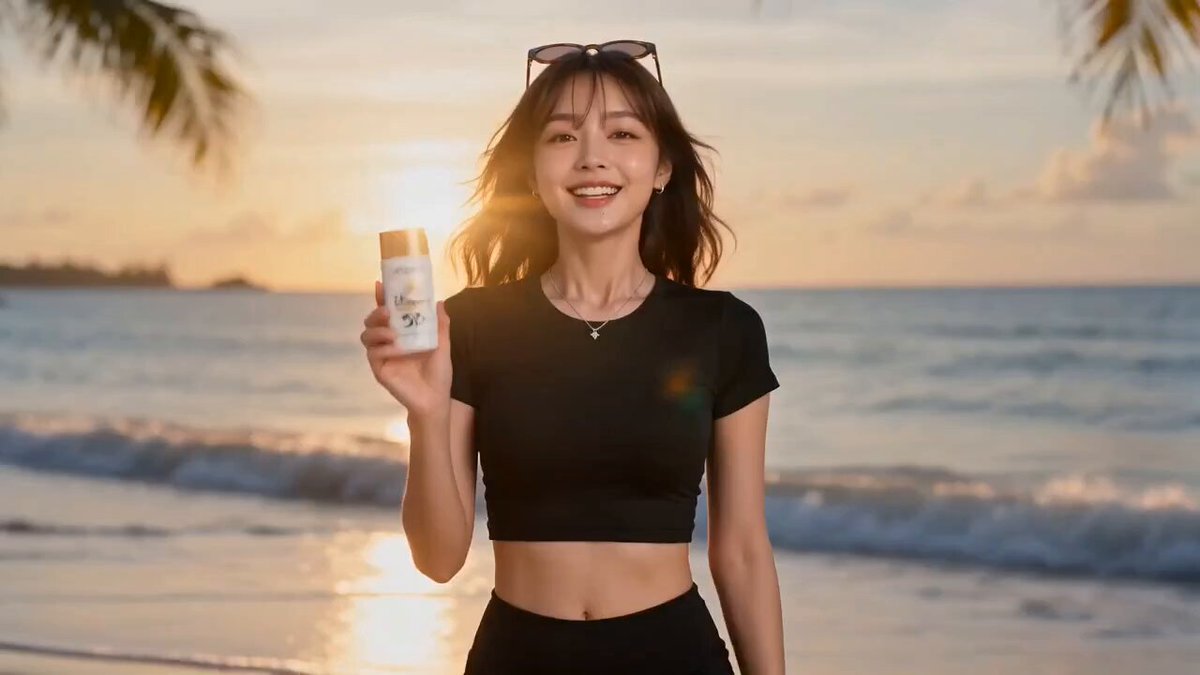 Luxury Skincare Beach Commercial — example output