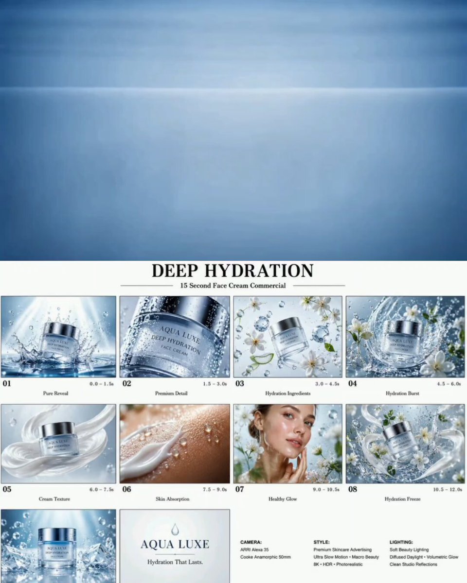 Luxury Skincare Water Droplet Commercial — example output
