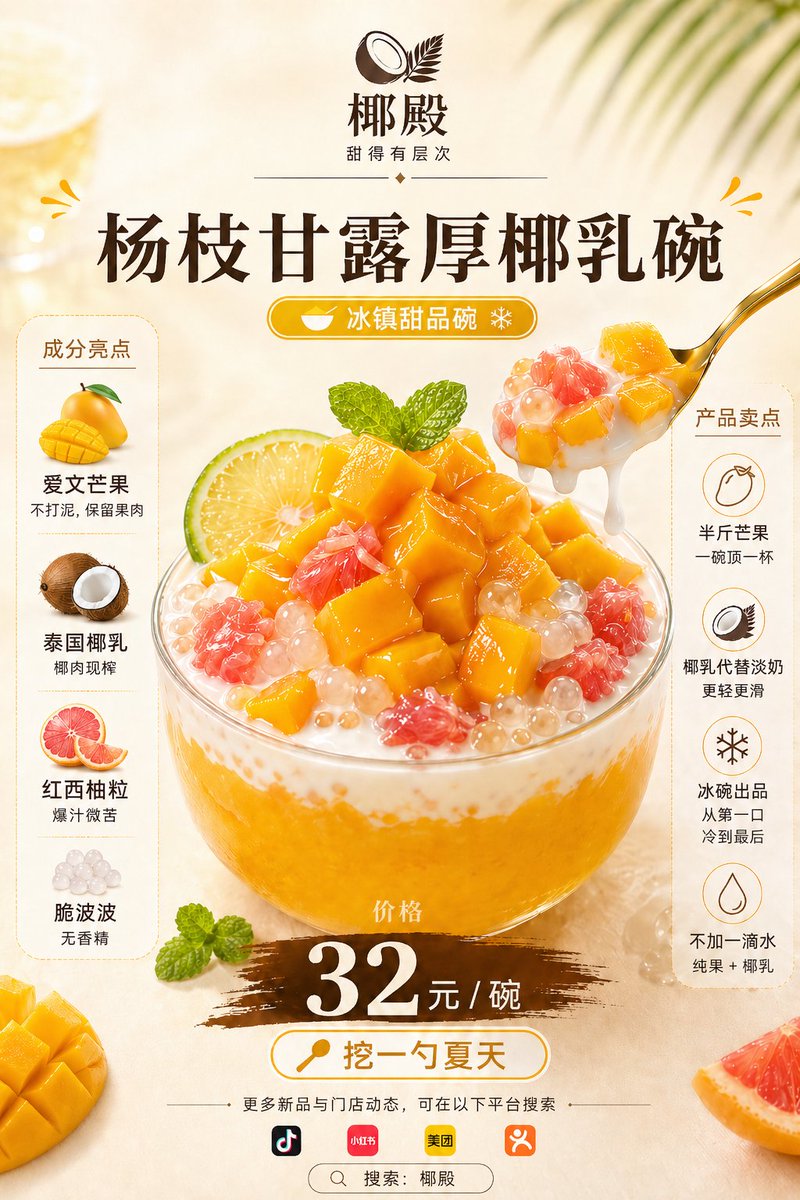 Mango Coconut Dessert Poster — example output