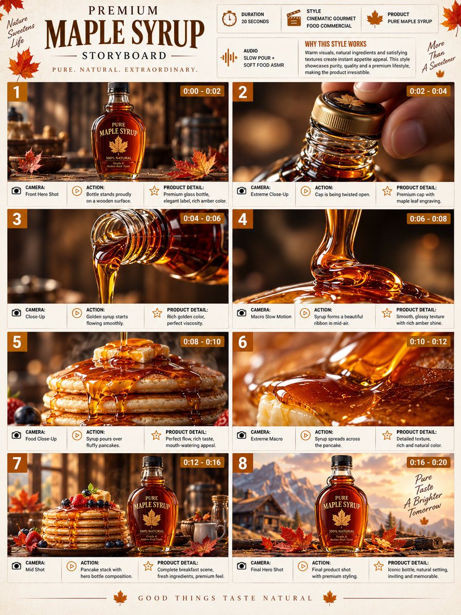 Maple Syrup Commercial Storyboard — example output