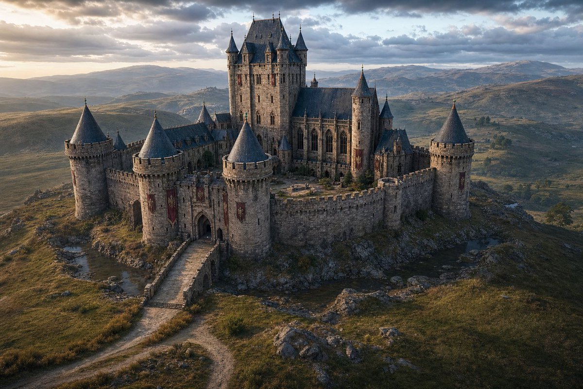 Cinematic Medieval Hilltop Castle — example output