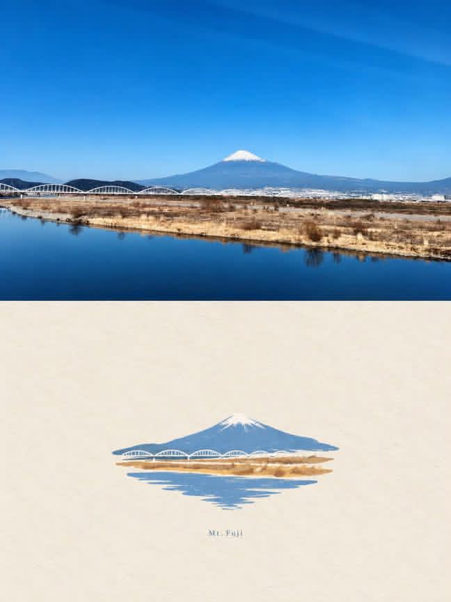 Mount Fuji Watercolor Transformation — example output