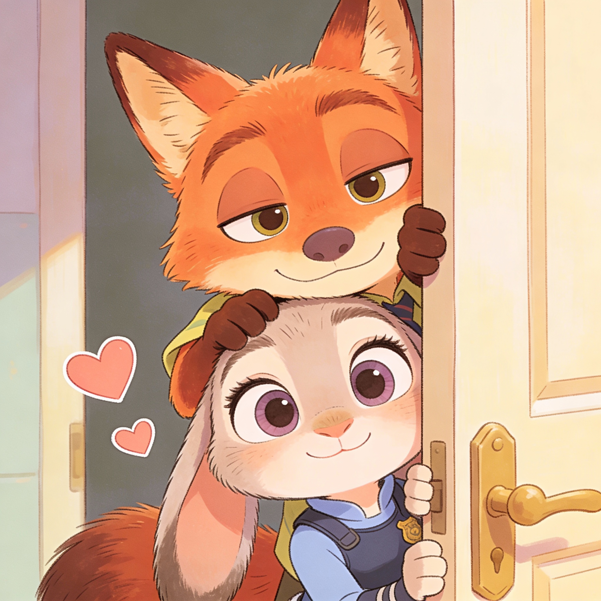 Nick and Judy Chibi Hand-Drawn Illustration — example output