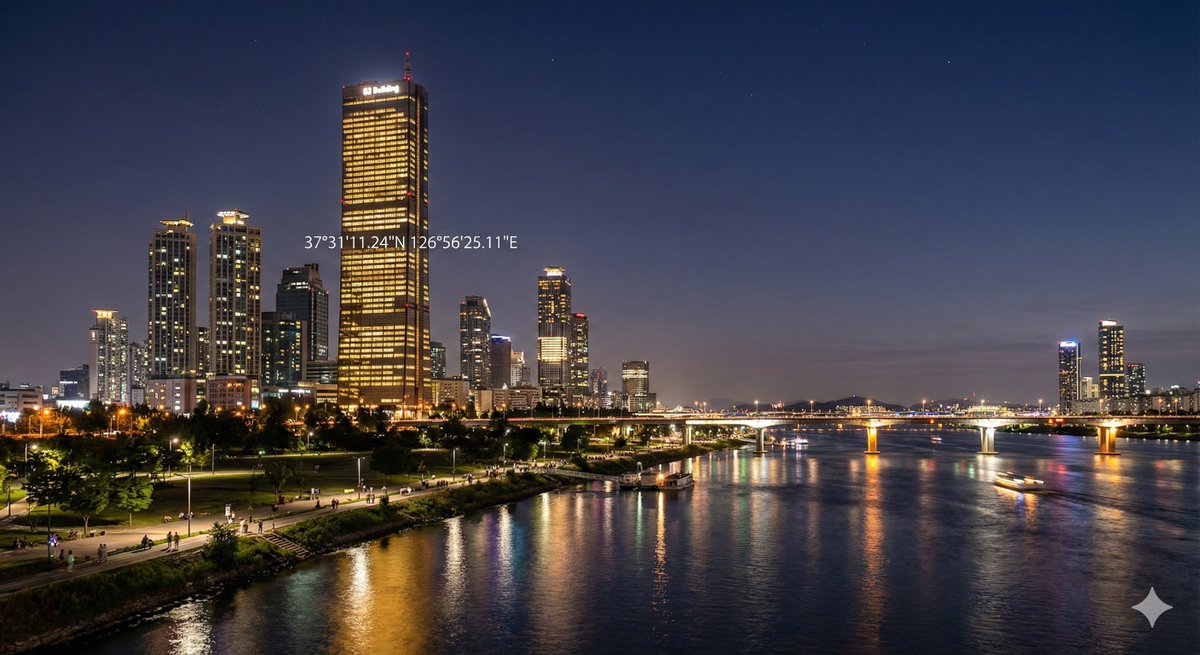 Night view of skyscraper via coordinates — example output