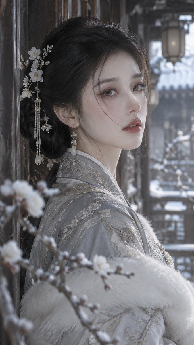 Oriental Classical Winter Garden Portrait — example output