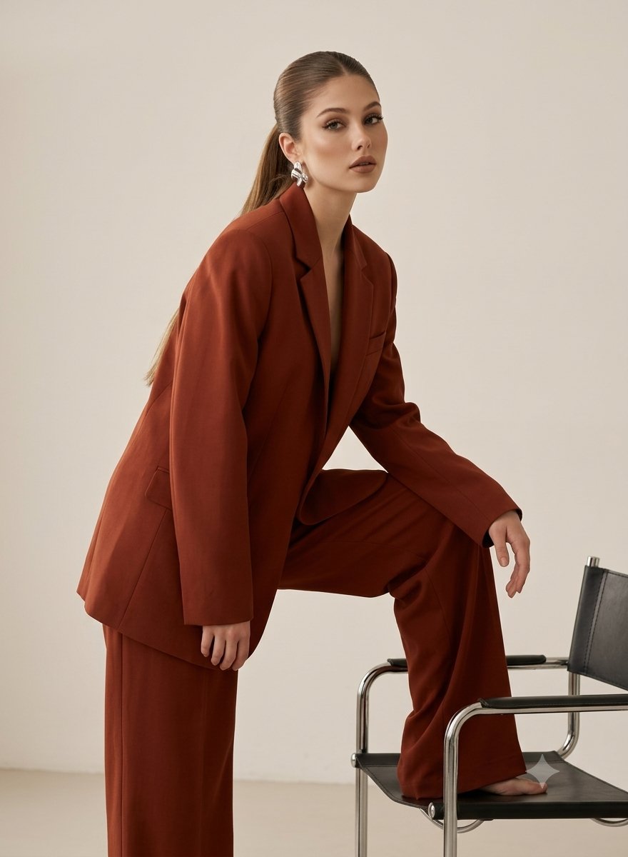 Minimalist Oversized Suit Editorial Portrait — example output