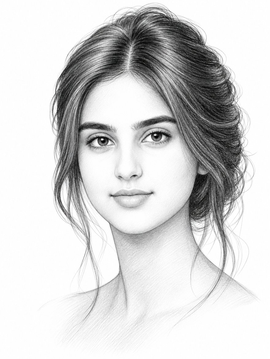 Black and White Pencil Portrait — example output