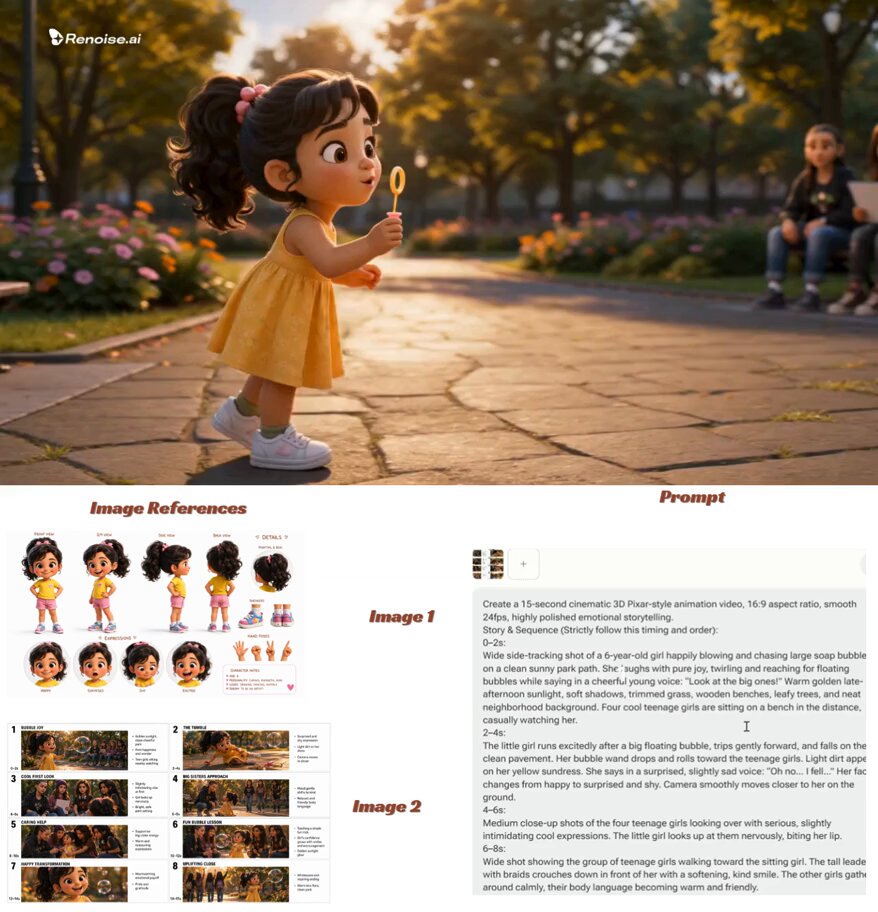 Pixar-Style Child Character Sheet — example output