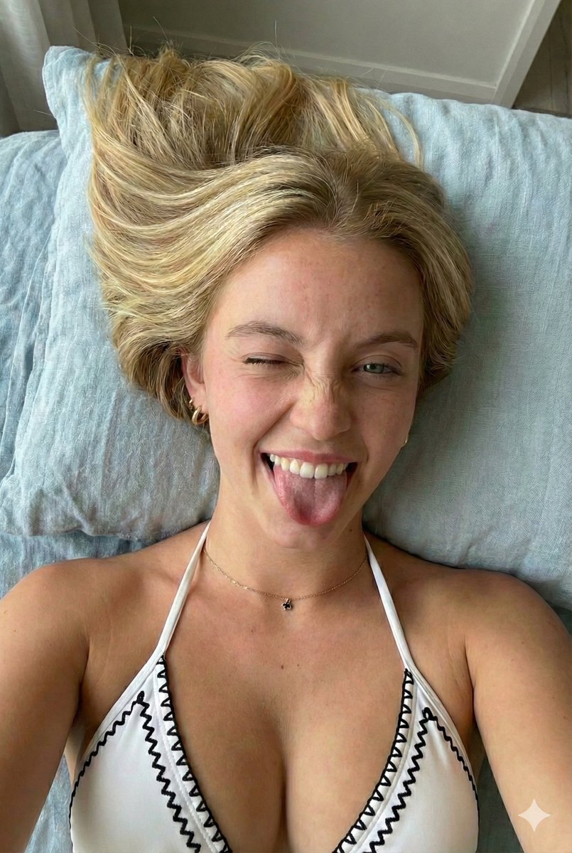 Playful Overhead Bikini Portrait Prompt — example output