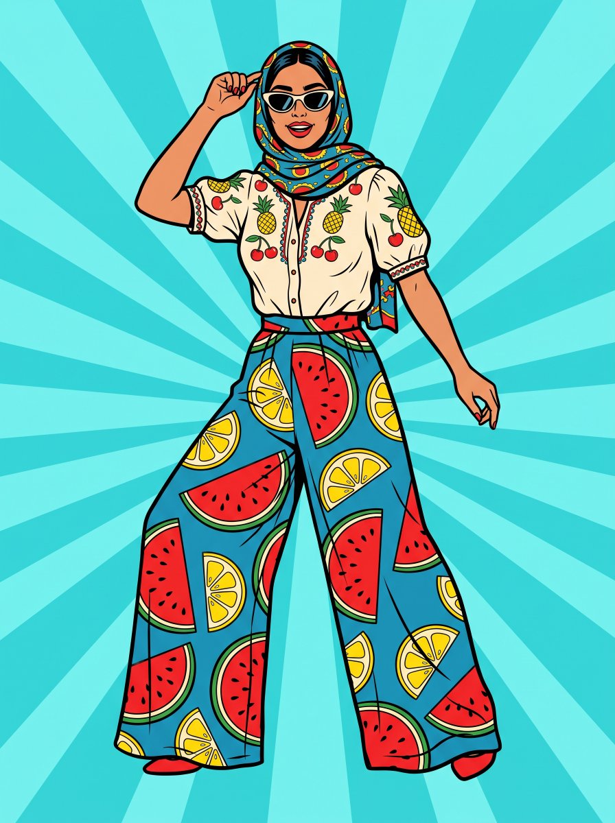 Pop Art Summer Fruit Fashion Illustration — example output