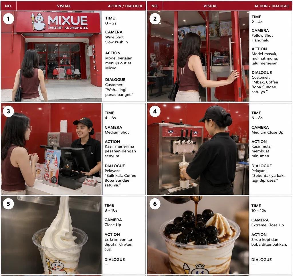 Professional Commercial Storyboard Sheet — example output