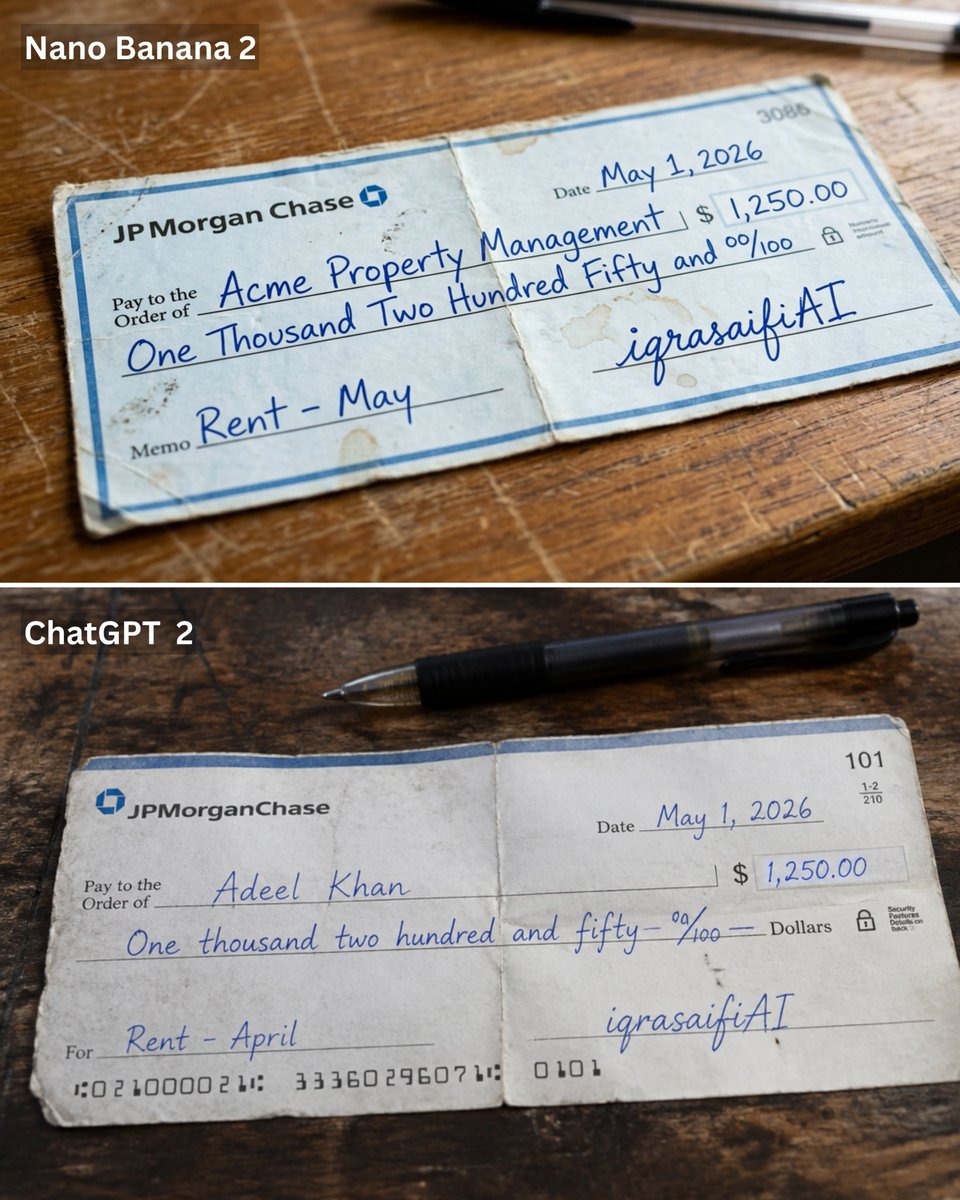Weathered JP Morgan Bank Check — example output