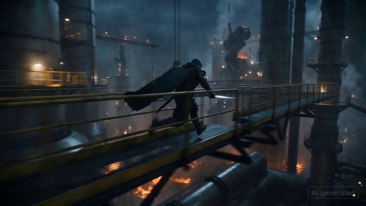 Ronin vs. Mechanical Beast Cinematic Prompt — example output