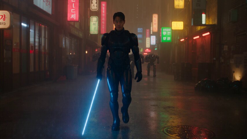 Continuous Sci-Fi Fight Sequence — example output