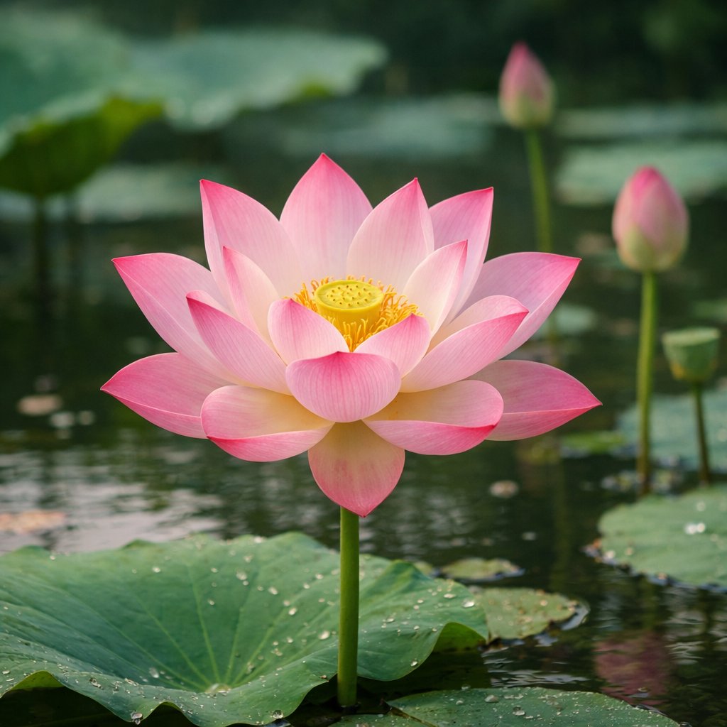 Simple Image Generation Prompt for a Lotus Scene — example output