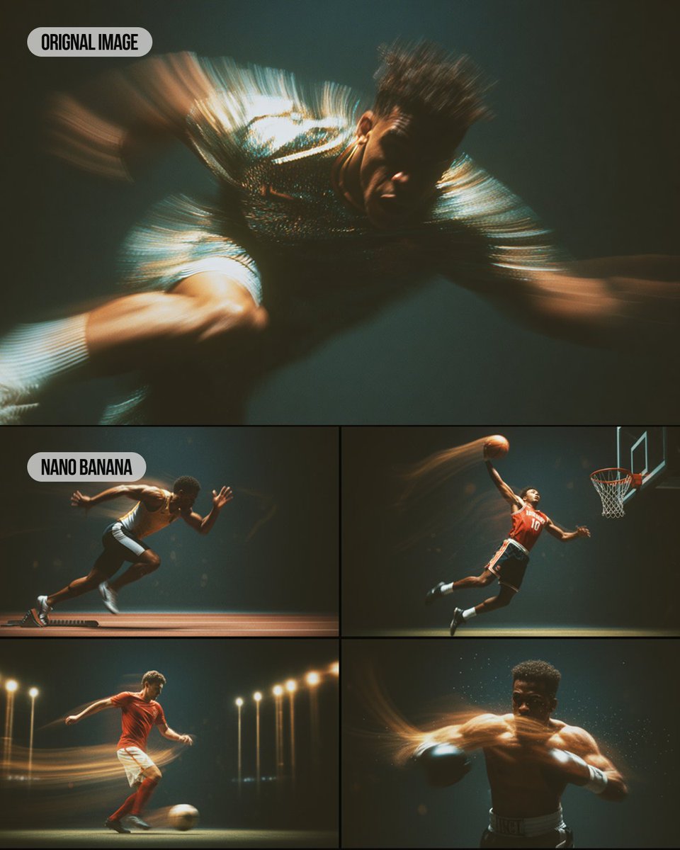 Multi-Panel Sports Montage with Style Reference — example output