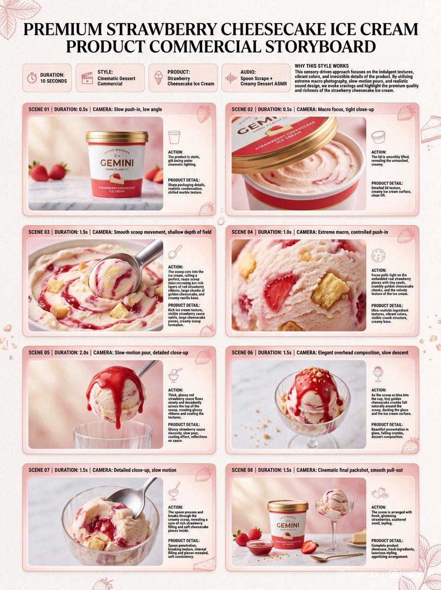 Strawberry Cheesecake Ice Cream Storyboard — example output