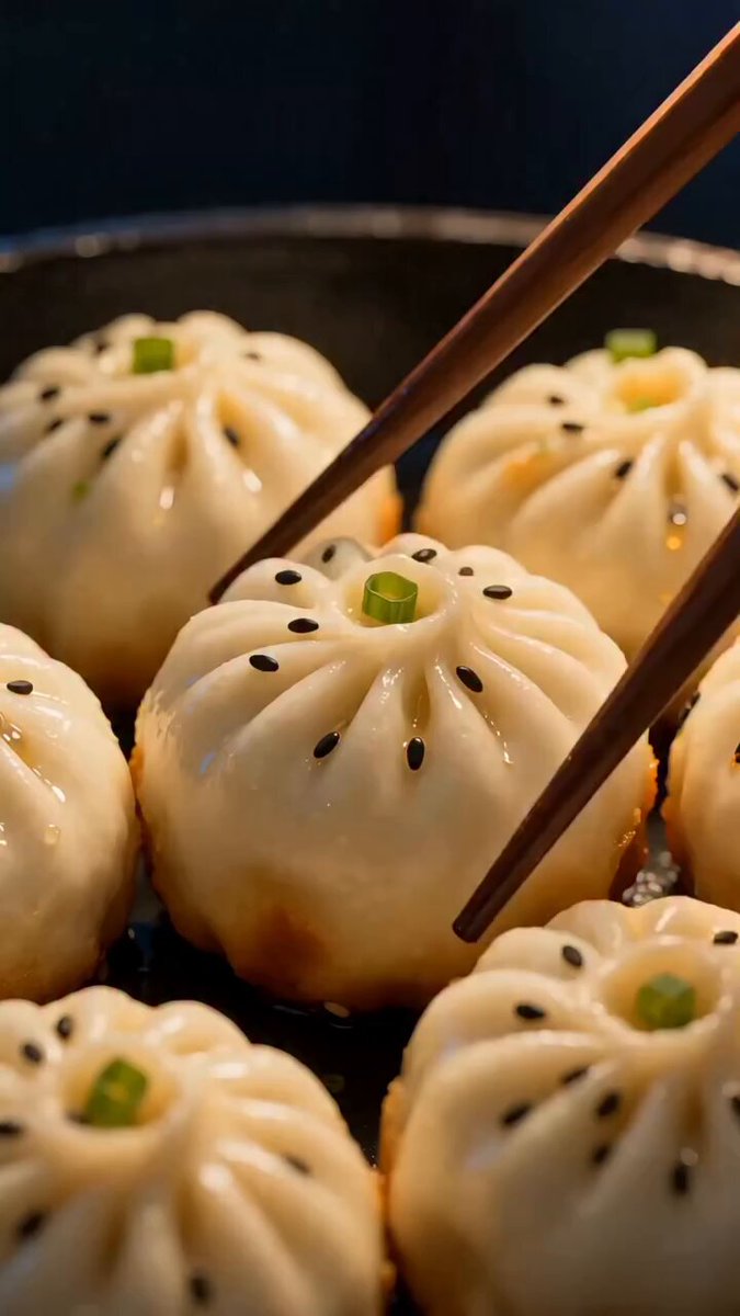 Cinematic Street Food ASMR Shengjianbao — example output