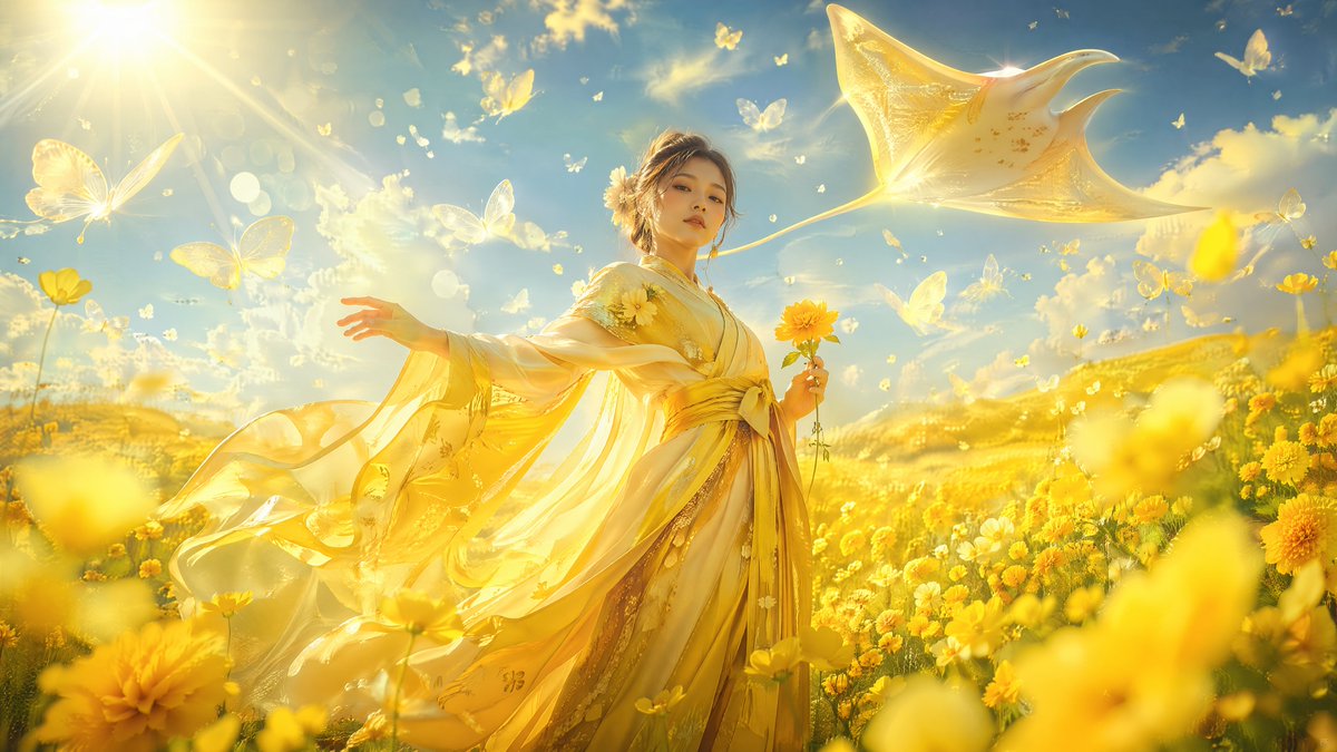 Surreal Low-Angle Floral Portrait — example output
