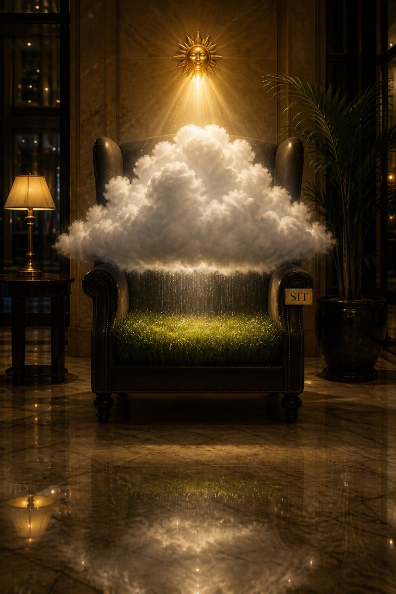 Surreal Weather Armchair in Hotel Lobby — example output