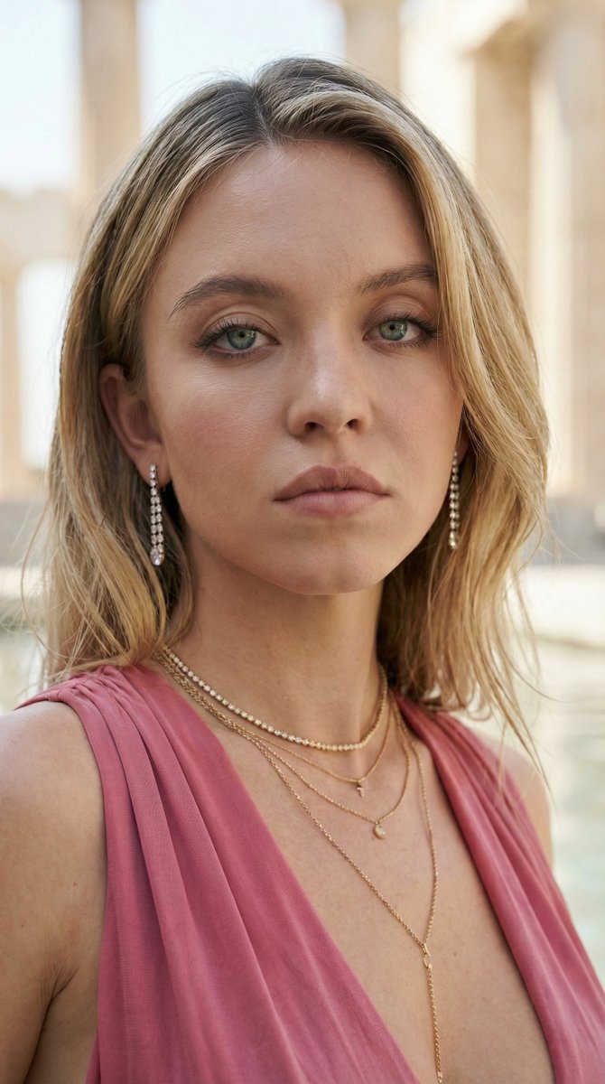 Sydney Sweeney Grecian-Style Editorial — example output