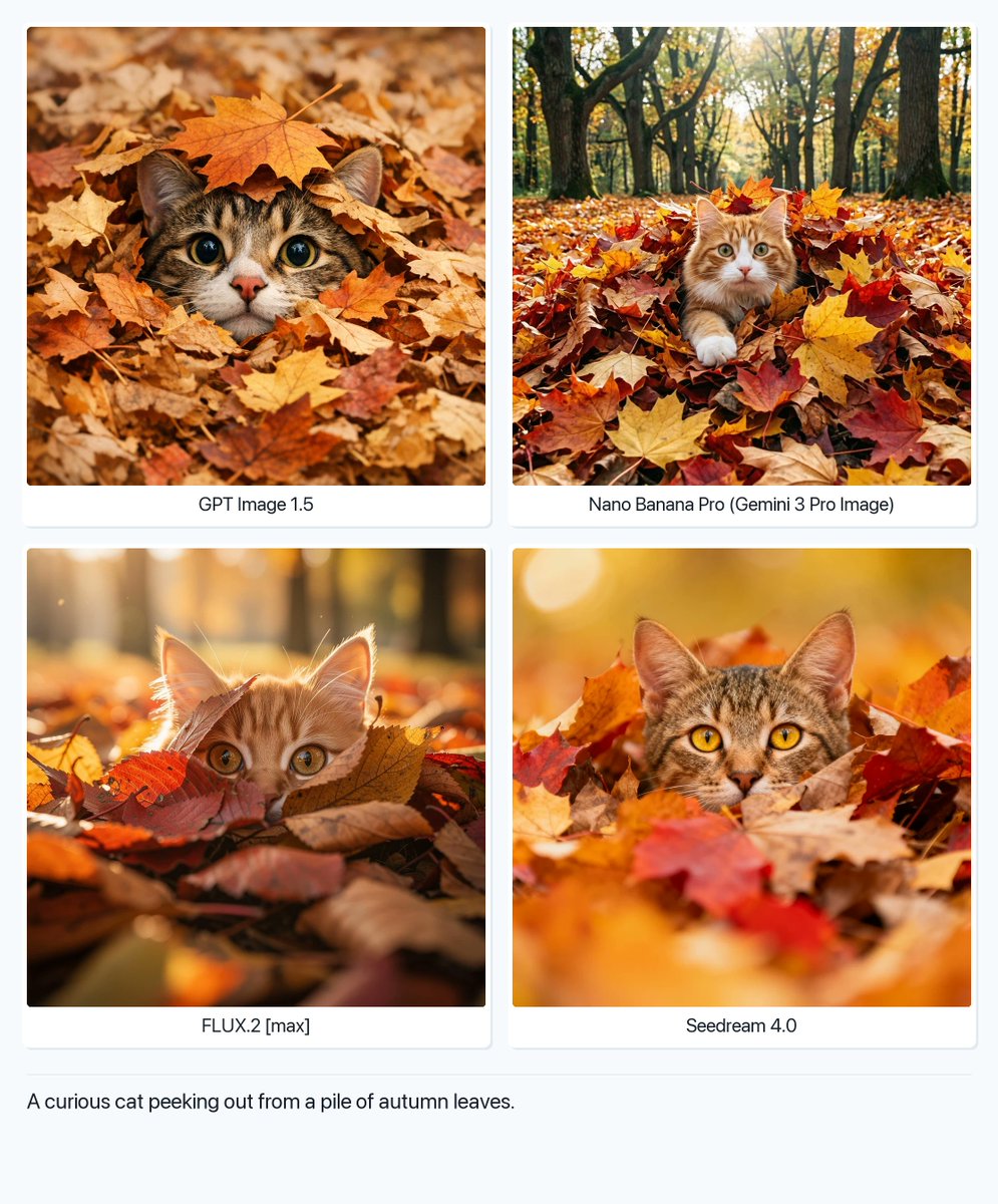 Text-to-Image Prompt: Curious Cat in Autumn Leaves — example output