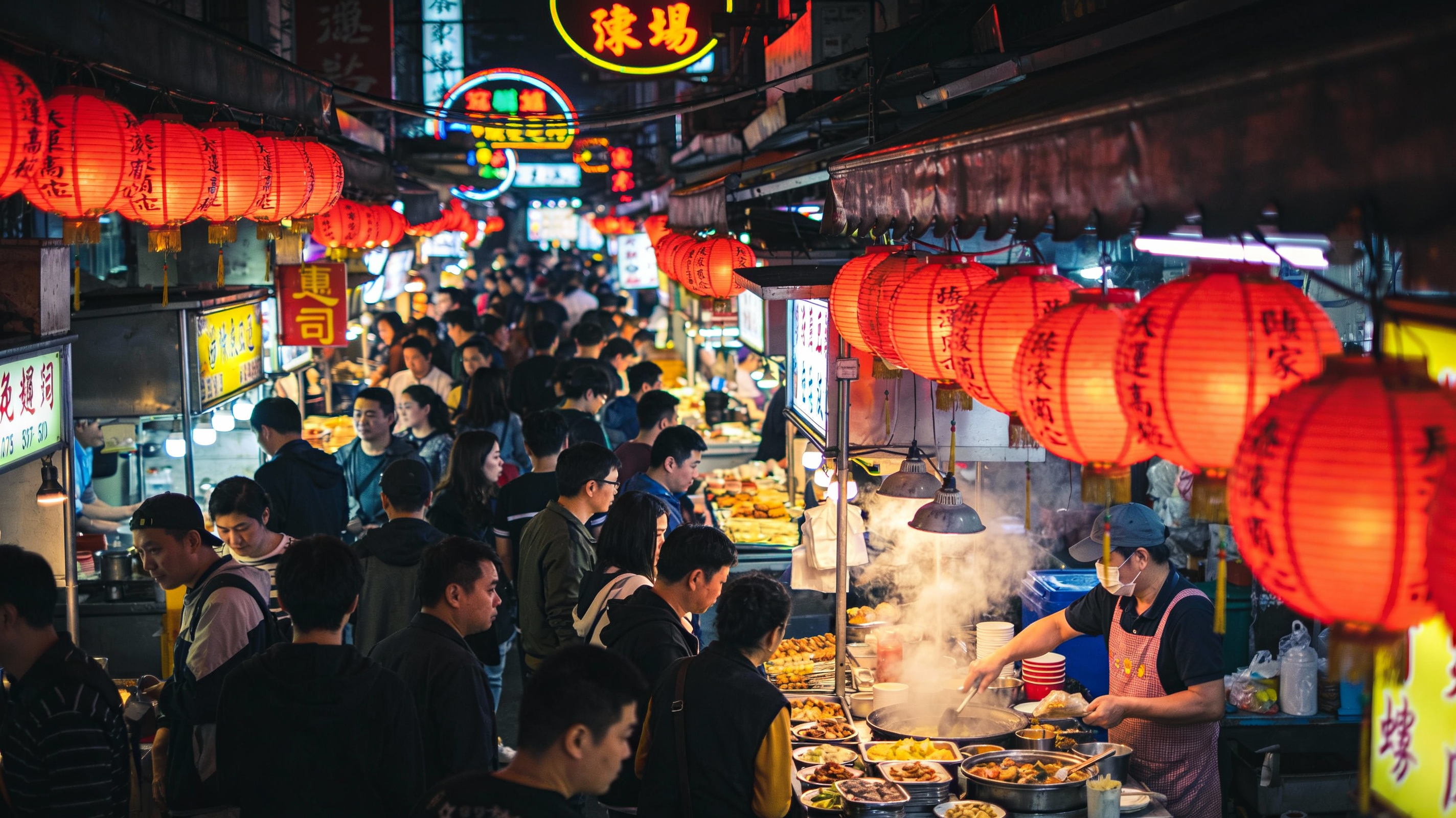 Vibrant Taipei Night Market Scene — example output