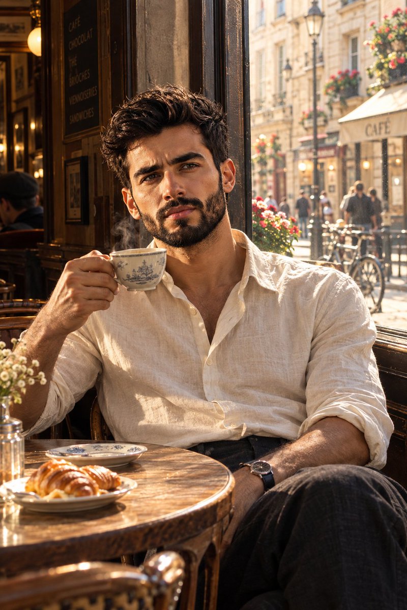 Vintage European Cafe Portrait — example output