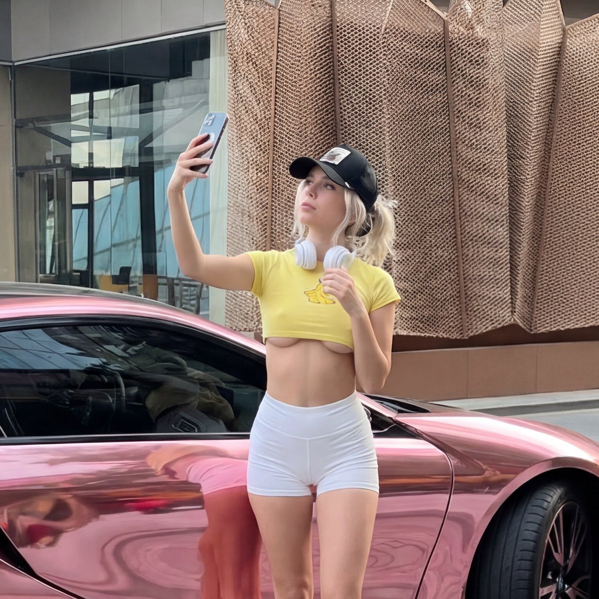 Viral Slideshow Prompt: Pink BMW Selfie — example output