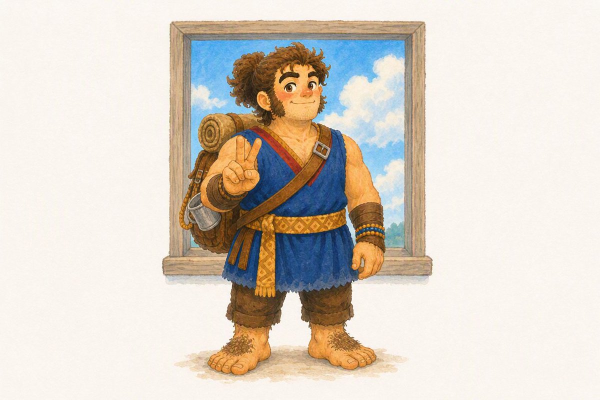 Watercolor Hobbit Adventurer — example output