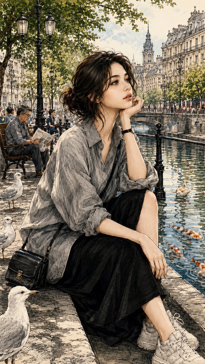Watercolor and Ink Paris Illustration — example output