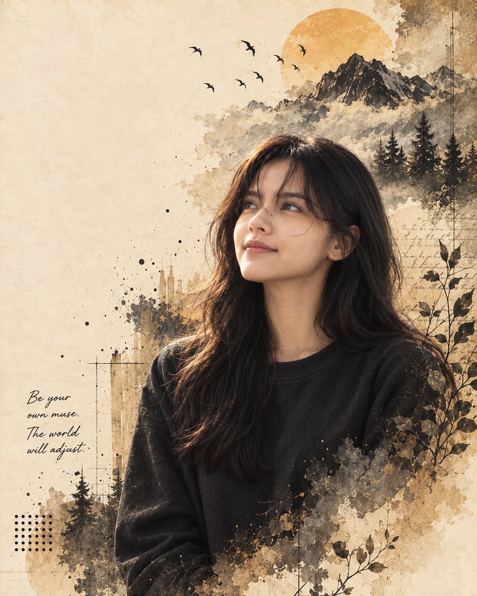 Cinematic Watercolor Muse Portrait — example output