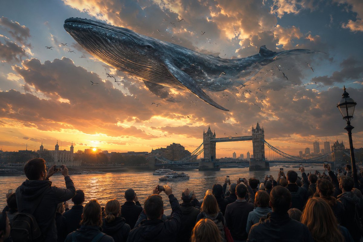 Cinematic Whale over London Sunset — example output