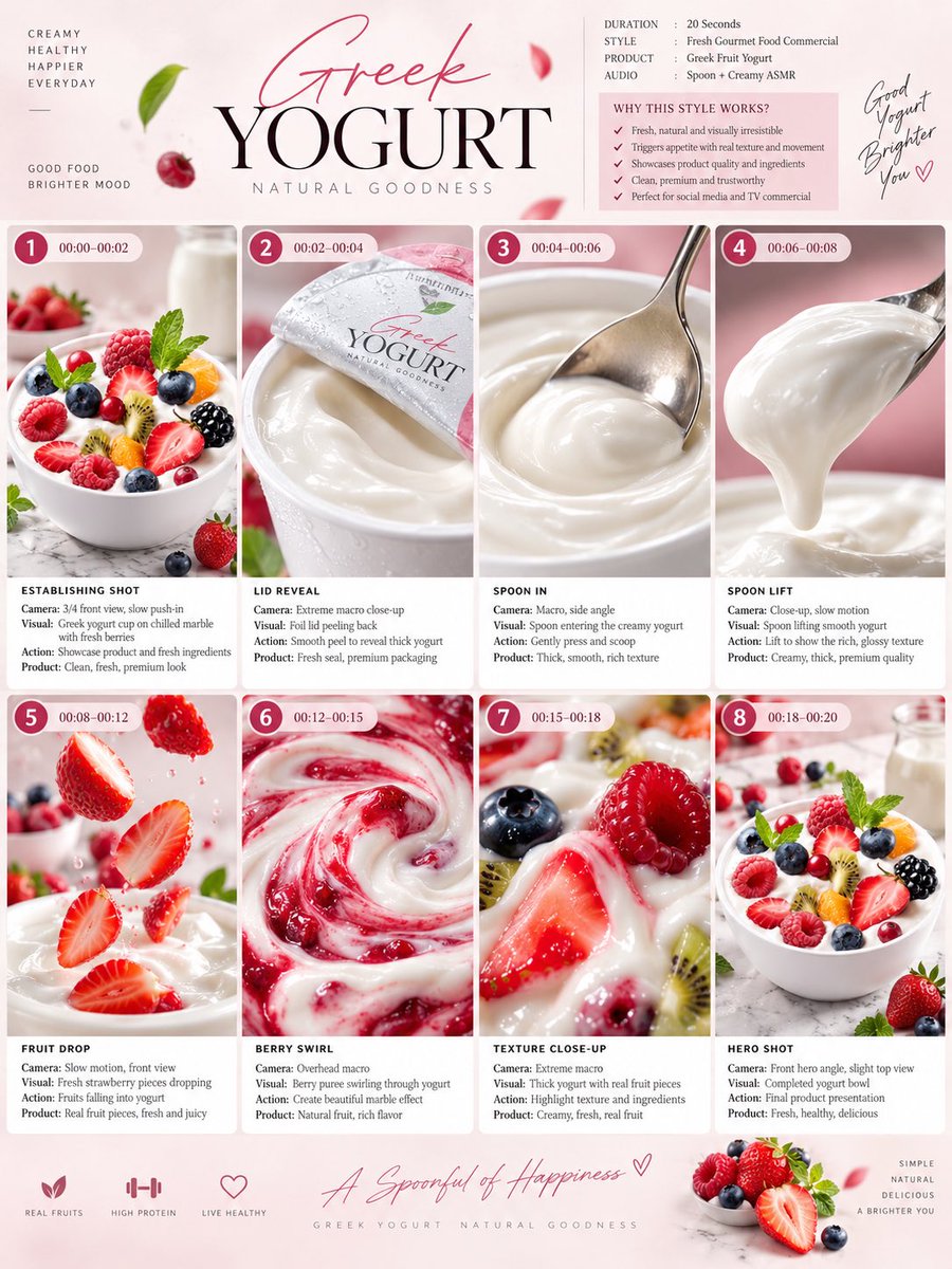 Greek Yogurt Commercial Storyboard — example output